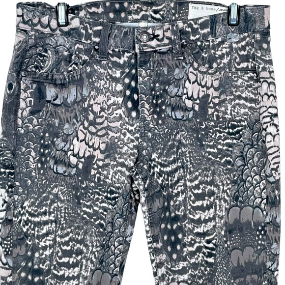 Rag & Bone Feather Print Legging Skinny Jeans Size 27 - Picture 3 of 8